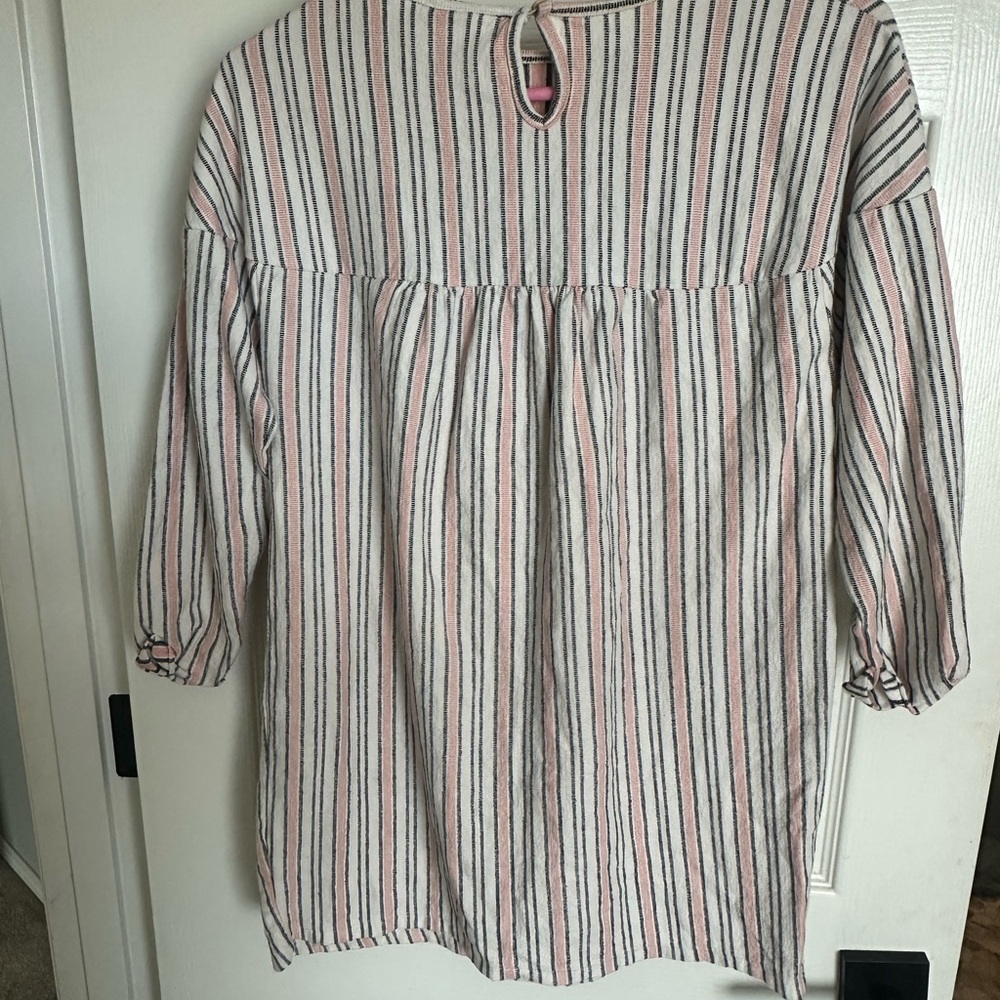 Zara Pink, White & Black Striped Long Sleeve Top